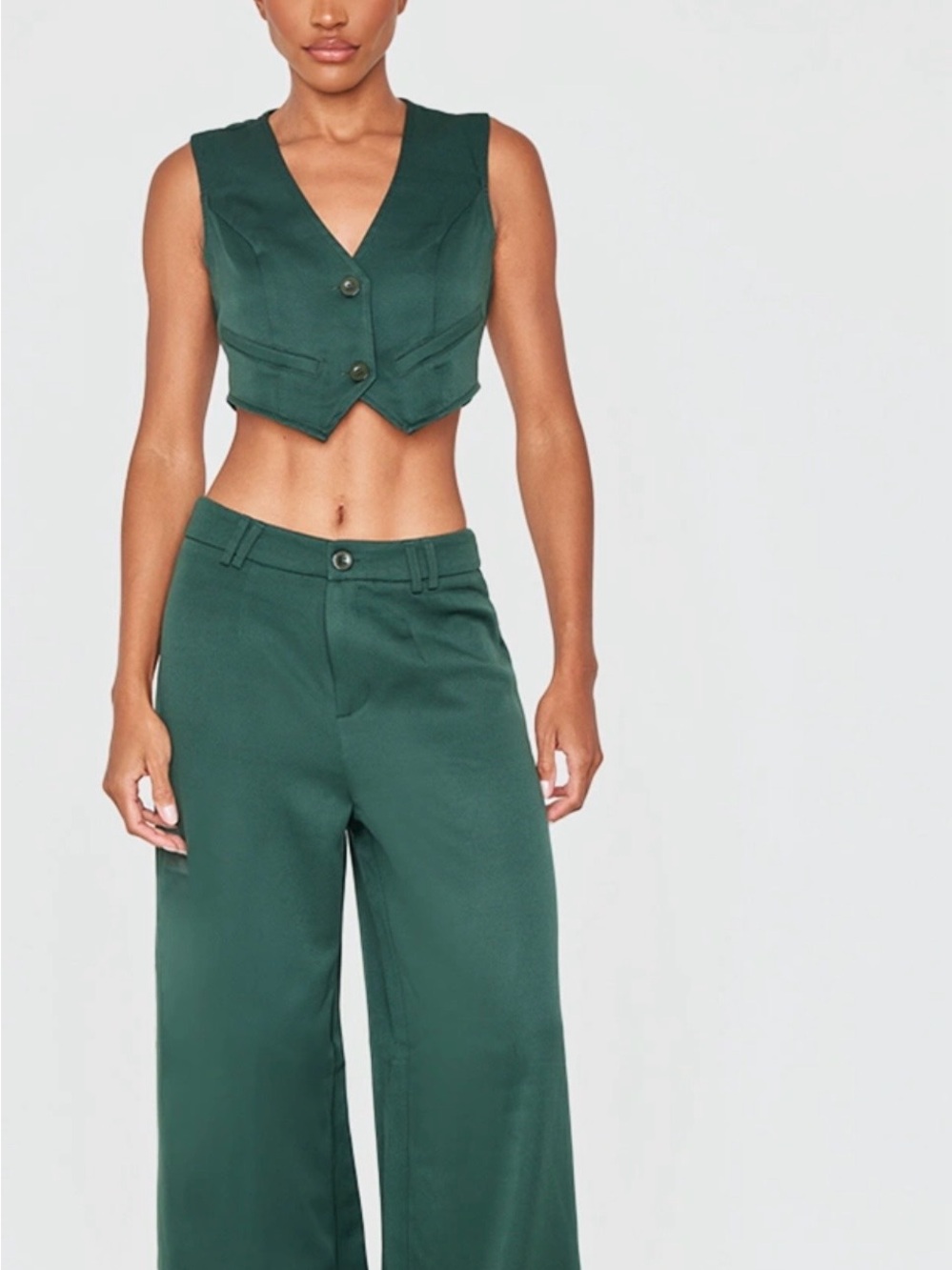 Pants & Vest Set:PrettyLittleThing Forest Green